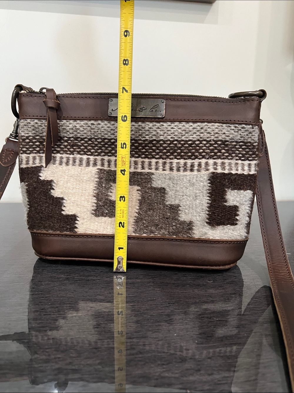 Nena & Co Leather & Wool  Southwestern Pattern Crossbody - Picture 16 of 16